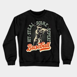 Baseball Lover Vintage Retro Gift Crewneck Sweatshirt